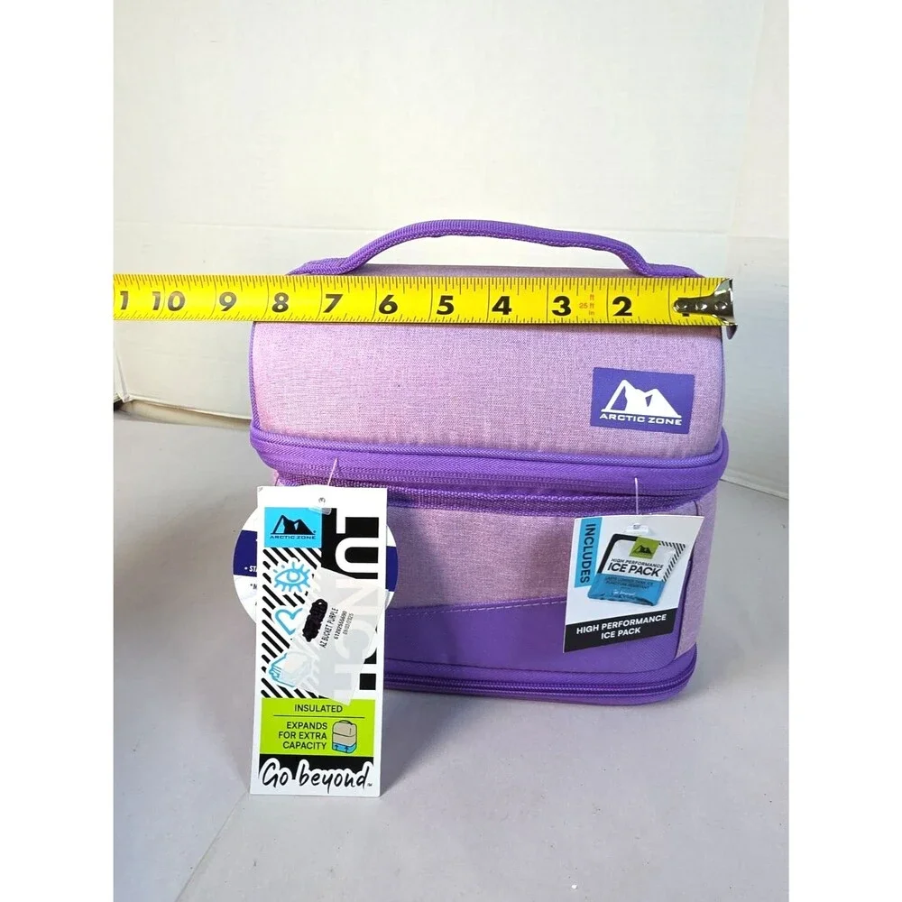 New Arctic Zone Expandable Lunch Box Bag With Ice Pack Purple